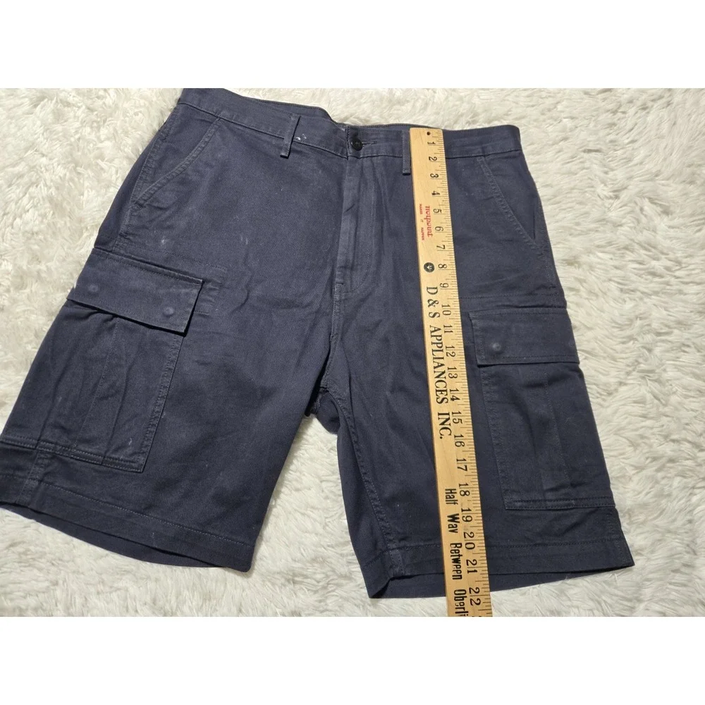 Levis Mens Navy Blue‎ Ripstop Cargo Shorts Size W34 Distressed Pockets